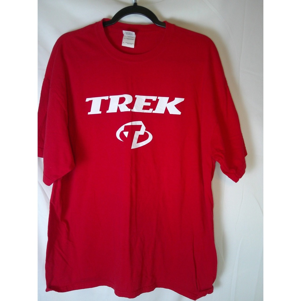 Rare VTG Trek Bicycle Logo T-Shirt Mens XL Red‎ Gildan Heavy Cotton Short Sleeve